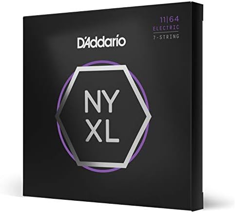 D'Addario Guitar Strings - NYXL Electric Guitar Strings - NYXL1164 - Unrivaled Strength, Tuning Stability, Enhanced Mid-Range - For 7 String Guitars - 11-64 Medium 7-String