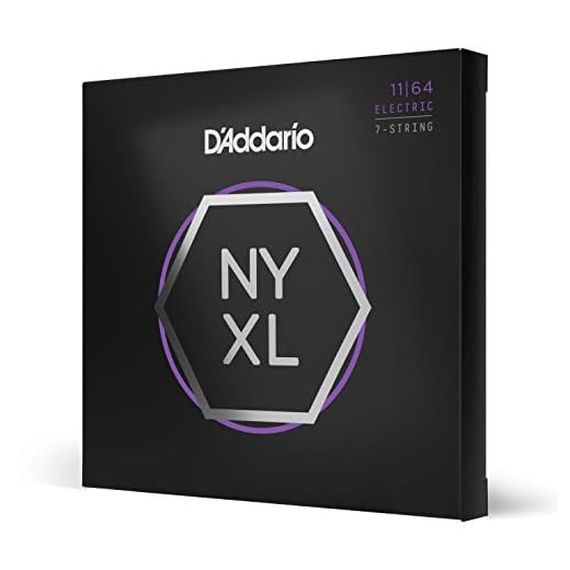D'Addario Cuerdas Guitarra Electrica | Cuerdas de Guitarra | NYXL1164 - Corde avvolte in nickel per chitarra elettrica a 7 corde, scalatura media, 11-64