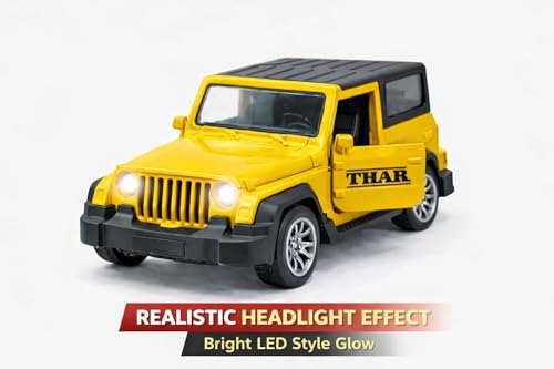 Image of Brand Conquer Defender 1:36 Diecast Model | Openable Doors, Bonnet & Boot for Kids and Collectors | Alloy Metal Car Toy | Perfect for Play & Display (Thar Yellow)