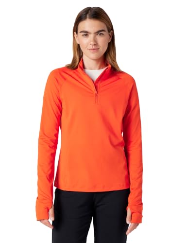 Outdoor Voices Women’s Cooltech 1/4 Zip Pullover, Lightweight Long Sleeve Active Top with Breathable Stretch Fabric, Pimiento, Small