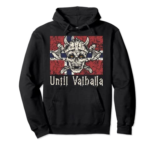 Until Valhalla Norwegian Viking Norway Flag Retro Vintage Sudadera con Capucha