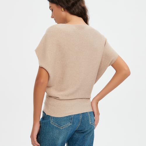 Image of EDSTAR Women Dolman Batwing Sleeves Knitted Sweaters Winter Boat Neck Pullovers Tops