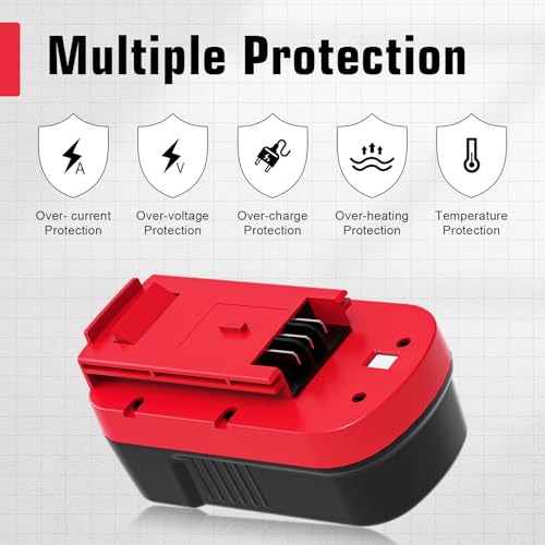 Upgraded to 3600mAh 2 Packs HPB18 Battery Compatible with Black and Decker 18V Battery HPB18-OPE A1718 244760-00 Firestorm FSB18 FS18FL FS180BX FS18BX (Red) - Thumbnail 6