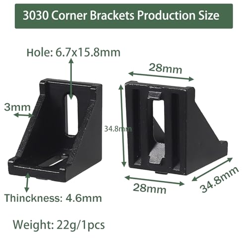 Support d'angle 3030 pour stabiliser les structures et bâtis en profilé d'aluminium