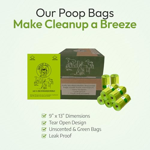 Image of WOOF LIFE Dog Poop Bags Rolls, biodegradable poop bags, 240 Poop Bags for dogs, dog walking accessories, cat poop bags, leak proof, easy to open, thick and durable.