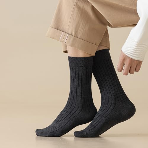 6 Pairs Trouser Socks Men, Soft Heated Storage Mens Autumn Winter Socks for Casual Business Size 7-114