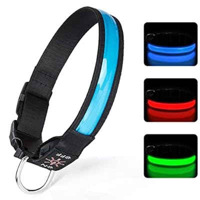 TENXSNUG Collar Luminoso Perros Recargable por USB Collar LED con 3 Modos de Iluminación para Perros Pequeños Medianos Grandes Que Caminan de Noche con Seguridad - Azul - S | Ya disponible en tu tienda friki favorita! En mundofriki.es!