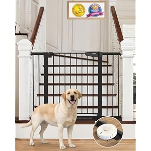 Cumbor 29.7-46″ Baby Gate for Stairs, Mom’s Choice Awards Winner-Auto Close Dog Gate for The House, Gifts for Mom, Easy Install Pressure Mounted Pet Gates for Doorways, Black