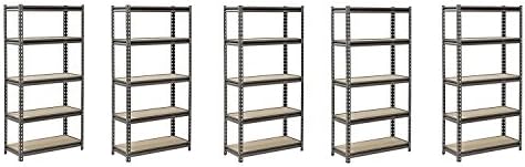 Muscle Rack UR301260PB5P-SV Silver Vein Steel Storage Rack, 5 Adjustable Shelves, 4000 lb. Capacity, 60" Height x 30" Width x 12" Depth (Pack of 5)