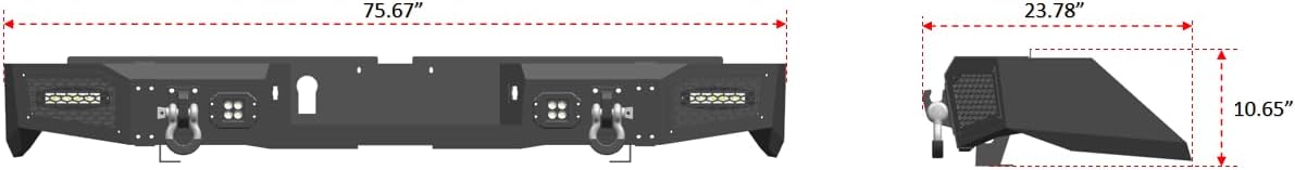 Compatible with 2014-2015-2016-2017-2018-2019-2020-2021 Tundra Rear Bumper Textured Black Steel with Light and D-ring