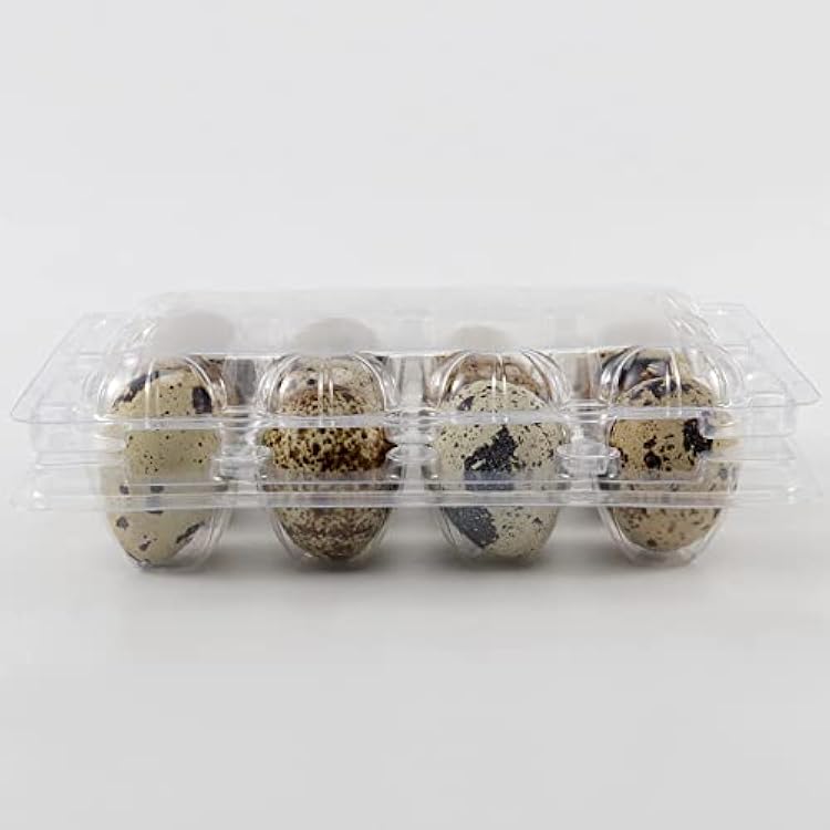 KEILEOHO 150 Pack 12 Grids Quail Eggs Cartons Bulk, Clear Quail Egg Dispenser Holder Case, PVC Stackable Quail Egg Trays Bulk Storage Box for Small Eggs, Pheasant, Pigeon, Grouse