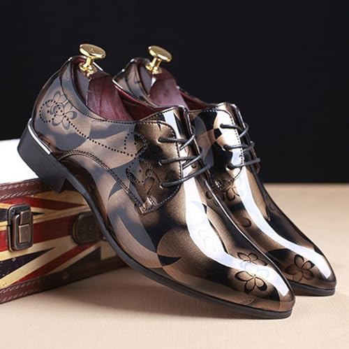 Men's Patent PU Leather Derby Shoes Wedding Wingtip Dress Shoes Men's Formal Footwear4