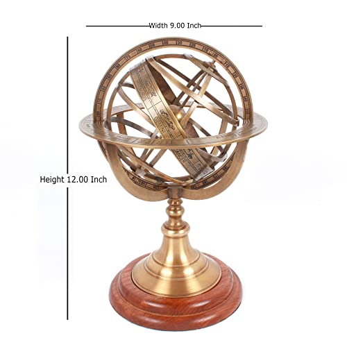 Handcrafted Trading Co. Globo celestial com gravação de globo mundial de latão antigo náutico de 28