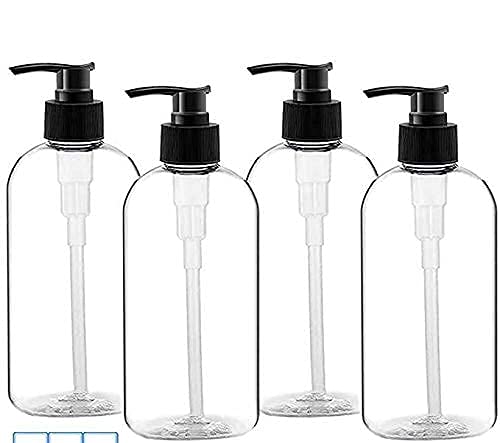 KWEL Pump Dispenser Empty Bottle Refillable for Multipurpose - 300 ML Pack 0f 4 - Black