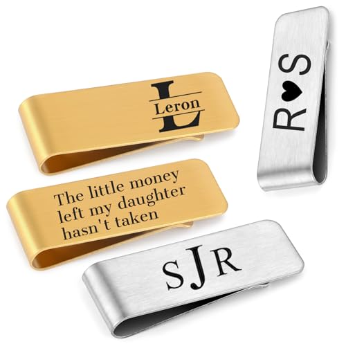Personalized Money Clip, Custom Engraved With Monogram, Date or Logo, Meaningful Gift for Husband Son Groomsmen Dad,Fathers Day Anniversary Wedding Gift