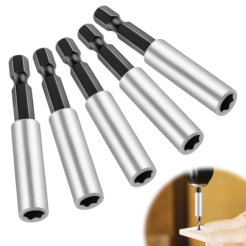 Bithalter Magnetisch, 5 Pcs 1/4 Zoll Sechskantschaft Bit Verlängerung Bit Halterung Magnetisch Bithalter Akkuschrauber für Elektrische Bohrmaschine Schlagschrauber Schraubendreher (60 mm)