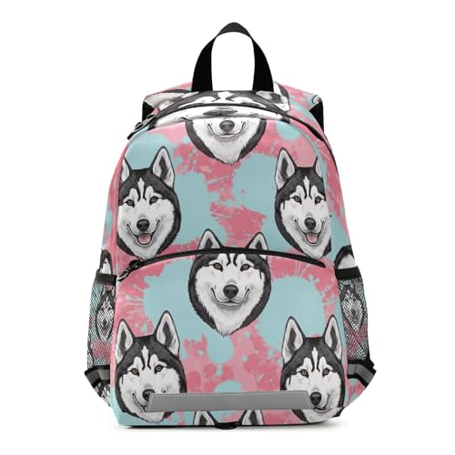 Black White Husky Dog Toddler Backpack for Boys Girls Kids Backpacks Small Preschool Backpacks