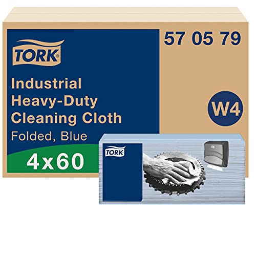 Tork Industrial Heavy-Duty Cleaning Cloth Blau W4, Strong and Absorbent, 4 x 60 Cloths, 570579