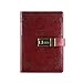 Produktbild saibang PU Leder Tagebuch Schreiben Notebook, Fashion Tägliche Notizblock mit Zahlenschloss, Kartenfächer, Stifthalter, B6 Größe Passwort Tagebuch für Männer und Frauen weinrot