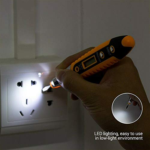 Walfront VD700 Digital Test Pencil testing an electrical outlet with LED light on