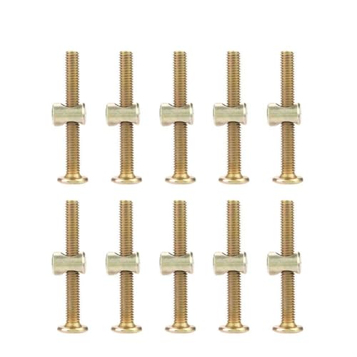 10 tornillos y tuercas para muebles M6 de acero al carbono de 50 mm, juego de fijación galvanizado, para armario de madera, armario de cocina, construcción industrial