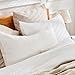 RENEWROOTS Off White Duvet Cover Queen Size, 100% Sandwashed Cotton Soft Queen Duvet Cover Set 3 Pieces with Zipper Clousre & Corner Buttons (Off White, Queen 90 x 90)