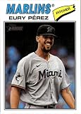 2026 Topps Heritage #18 Eury Perez Miami Baseball Card - Sportscard Superstore