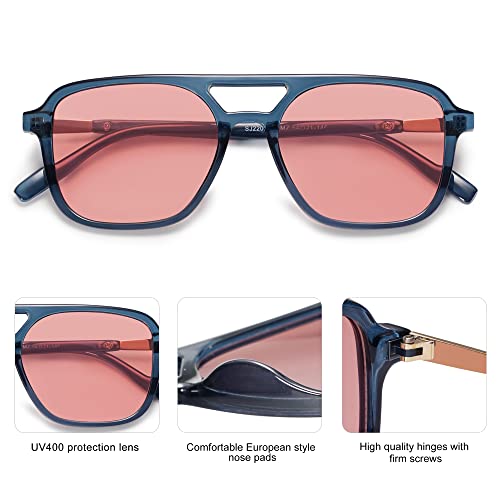 Image of SOJOS Retro Aviator Sunglasses for Women Men,Trendy Rectangle Womens Mens Shades Sun Glasses SJ2202