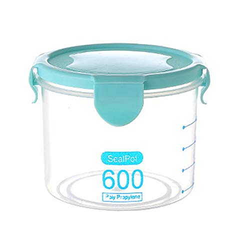 Cikuso Kitchen Food Container Seal Pot Tea Coffee Candy Storage Tank Plastic Cereals Snacks Box Cookie Canister Jars For Spices 600Ml Blue