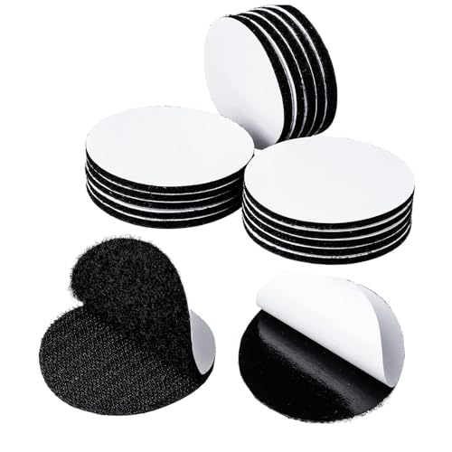 Generic Heavy Duty Hook and Loop Dots, Self Adhesive Dots Tapes, Black, Industrial Style, Adhesive Mounting, Blending Material (12 Pack, Round 50mm)