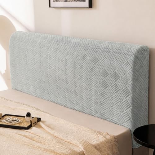 Image of HOMETHREADS Stretchable Lycra /Velvet headboard Cover-Soft, dust-Proof, Wrinkle-Resistant Bed Back Protector | Fits Leather, Wood & Fabric bedsides | for 5ft to 5.5ft beds (L.Grey, 150x65cm)
