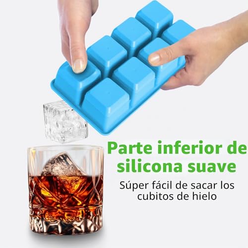 Miniatura 2 de 2 Pcs Cubitera Hielo Grande, Furnsii 16 Cubos Cubiteras Para Hielo Silicona Con Tapa, Libre De Bpa, Bandeja Para Cubitos De Hielo Para Bebidas Frías, Cerveza, Whisky, Cócteles