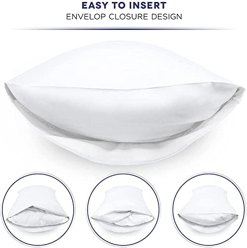 Ghazlan 400 Thread Count 100% Egyptian Cotton 2 Pack Housewife Pillow Cases Covers , White Bedroom Pillowcase Pair, Long-Staple 100% Natural Cotton Standard Cases for Sleeping,50cm x 75cm approx.