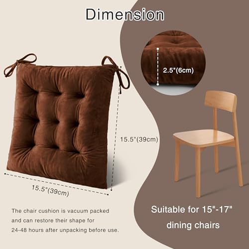 OVOV 4 Pack Chair Cushions for Dining Chairs 15.5"x15.5" Coffee by OVOV - Used condition - Image 2