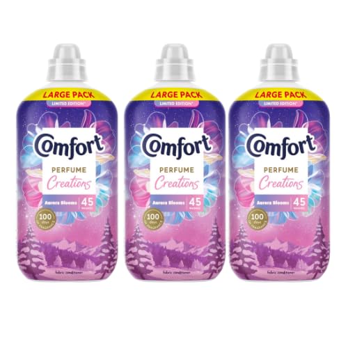 Comfort Fabric Conditioner Aurora Blooms Winter Edition 45 Wash Long-Lasting Freshness & Softness for Clothes Floral Winter Fragrance Assorted Packs (Pack of 3)