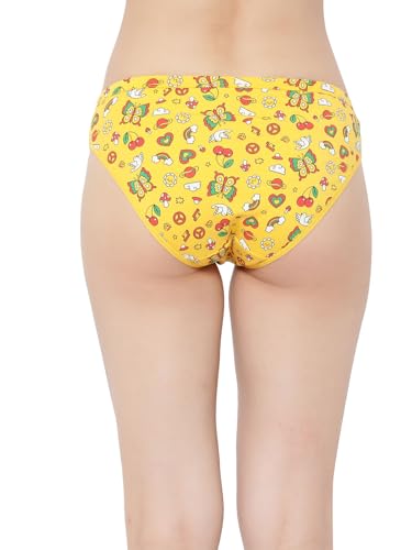Image of Clovia Women's 100% Cotton Low Waist Outer Elastic Bikini Panty in Yellow
