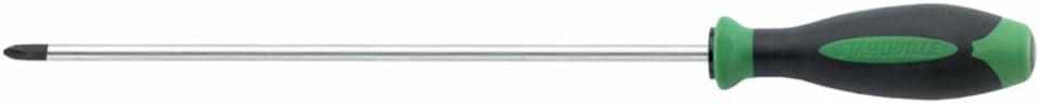 Stahlwille46313001 Cross-Head Screwdriver DRALL+, Made of Chrome Alloy Steel, Chrome Plated with 2-Component Cushioned Handle, Black Tip & Extra Long, Strong & Comfortable, PH size 1, Length 250mm