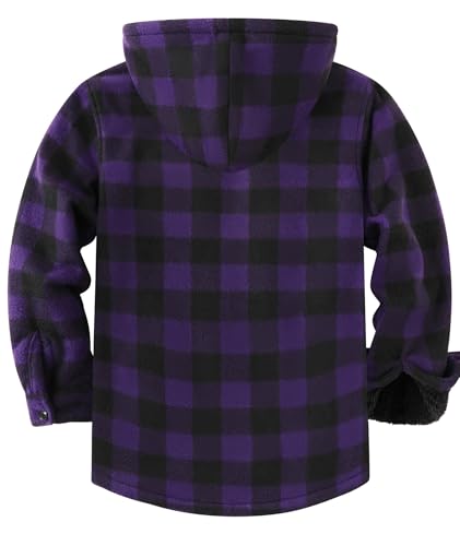 Image of GEEK LIGHTING Boys Flannel Jacket Sherpa Lined Hoodies Zip Up Fleece Plaid Shirt Jackets Winter Outdoor Coat Warm
