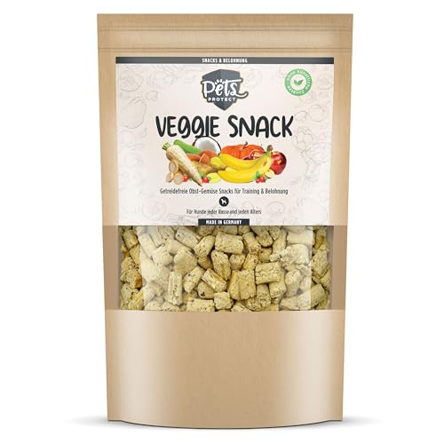 Pets Protect Snack Veggie 150 g | Deliciosas veganas para perros de verduras y frutas | Sin cereales | Sin aditivos artificiales | Golosinas para perros grandes y pequeños y cachorros | Fabricación