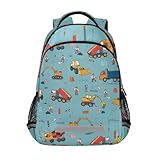Mnsruu Rucksack für Bauarbeiter und Bauausrüstung, farbiger Rucksack für Teenager, Mädchen, Jungen, Kinder, Büchertasche, Laptop, Schulrucksack, Notebook, Tablet, Schultasche, leichter Rucksack,