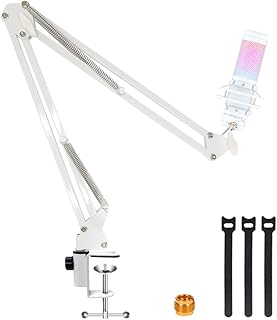 White Boom Arm for Hyperx Quadcast S, Professional Adjustable White Mic Boom Arm, White Stand Compatible With Hyperx Quadcast White Microphone By YUZUHOME