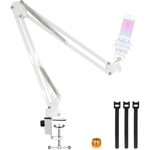 White Boom Arm for Hyperx Quadcast S, Professional Adjustable White Mic Boom Arm, White Stand Compatible With Hyperx Quadcast White Microphone By YUZUHOME