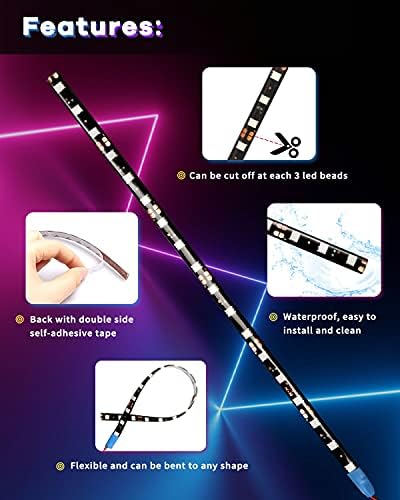 ALOPEE - 6-Pack 30CM 11.8" Blue 5050 18SMD LED DC 12V Waterproof Strip Underbody Light for Motorcycles Boat Atmosphere Decoration Light Connectable Flexible Strip