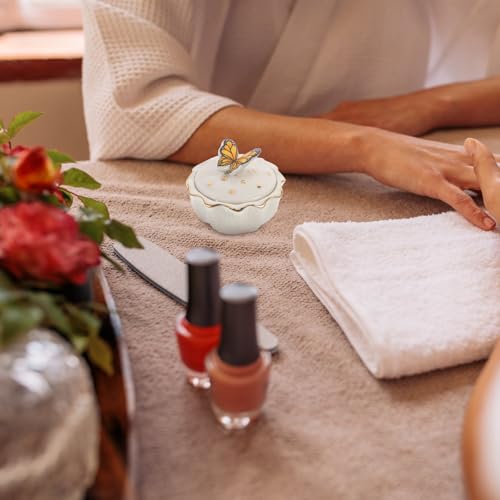 Cuenco de cerámica para manicura con tapa pequeño miniatura 5