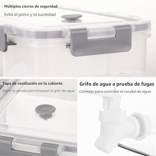 Miniatura 4 de Muxhel 2 Dispensadores De Bebidas De Plástico Con Grifo, 3,5 L Para Bebidas Con Grifo, Dispensador De Bebidas, Frigorífico, Con Grifo Y Placa De Filtro Extraíble Para Limonada, Zumo De Frutas