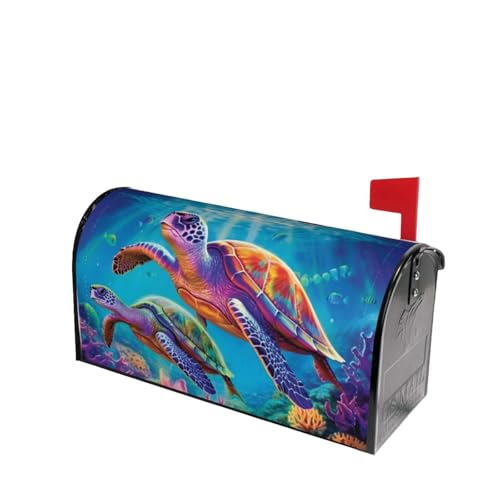 Image of Dujiea Ocean Vintage Sea Turtle Mailbox Wrap, Waterproof Magnetic Post Box Cover - Standard Size 21 inch L x 18 inch W - Garden Yard Outside Farmhouse Home Decor