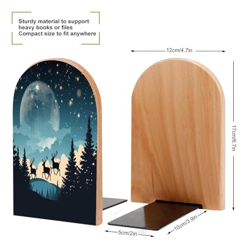 Sujetalibros decorativos de madera navideños para decorar estantes de invierno 3