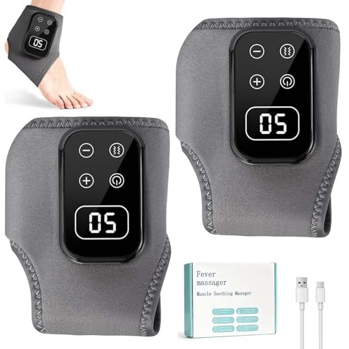 Fußmassagegerät, 2 Stück 3-In-1 Elektrische Fußmassageräte mit 5 Modi und 5 Wärmestufen, Kabelloses Foot Massager für Knöchel, Ferse, Sohle, Fußgewölbe, Ideal Geschenk für Eltern