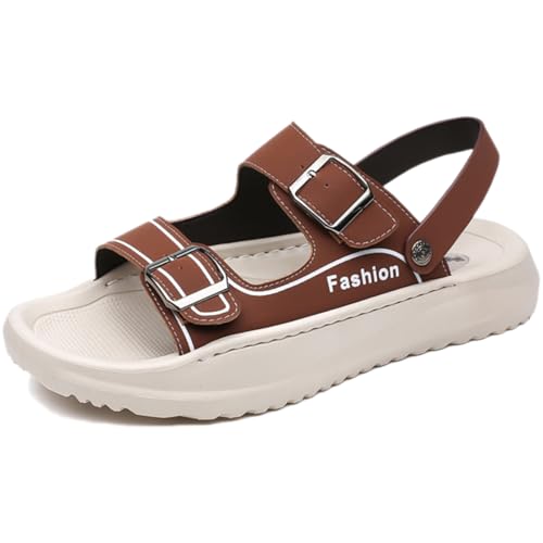 Men's Two Bands Orthopedic Arch Support Platform Sandals With Adjust Buckle Fashion Back Strap Breathable Slip On Anti-slip Lug Sole Beach Sandals for Summer Walking Casual Outdoor Active