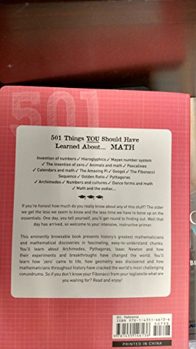 501 Things You Should Have Learned About Math 1435146131 Book Cover